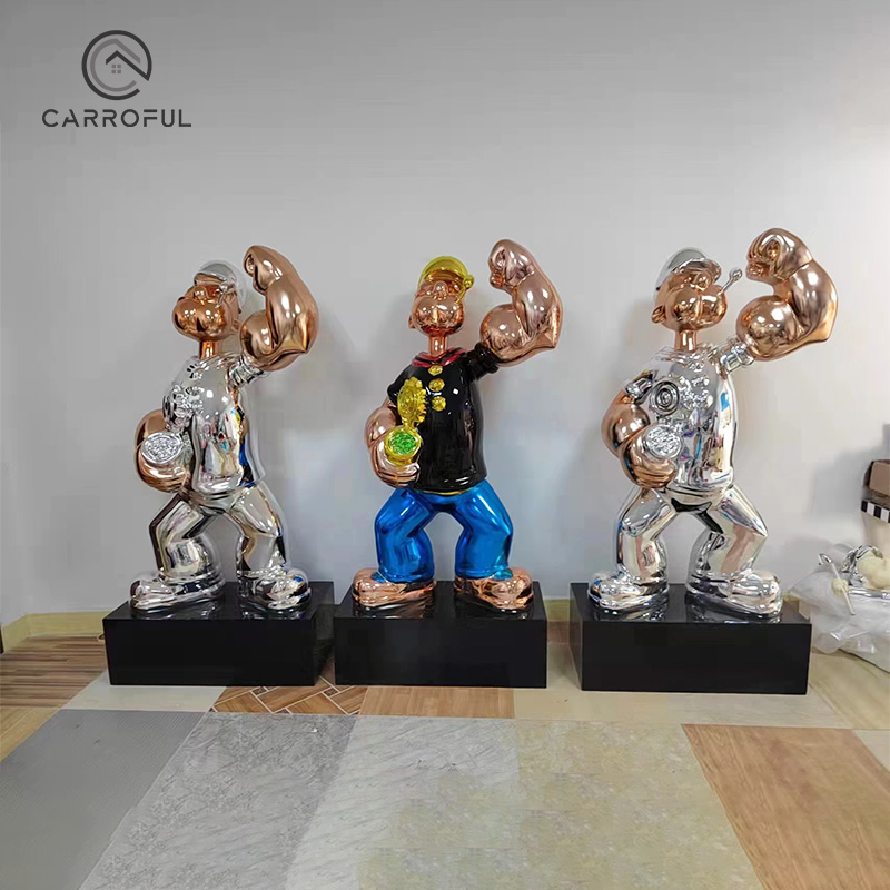 Life Size Chrome Popeye Sculpture