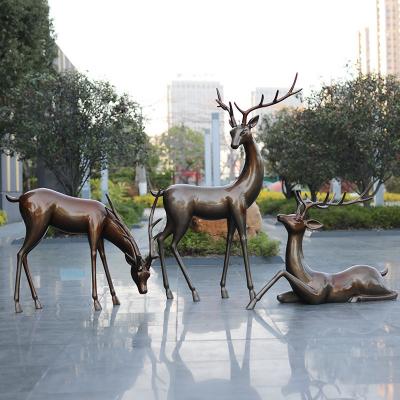 Abstract Silver White Copper Christmas Sika Deer Sculpture Outdoor Life Size Animal Statue Customized Large Deer Statues