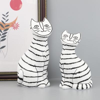 Creative Stripes Custom Size Desktop Home Decor Animal Figure Cat Statues Resin Sculpture