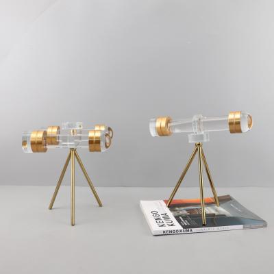Crystal Gold Resin Sculpture Crafts Decorative Telescope Art Crafts Home Decor Small Interior Decoration