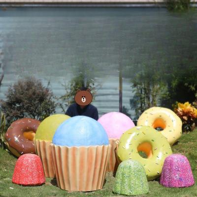 Custom outdoor food shop sculptures Ice Cream Decoration sculpture fiberglass candy donut Foam cake Sculpture Lollipop Decoration