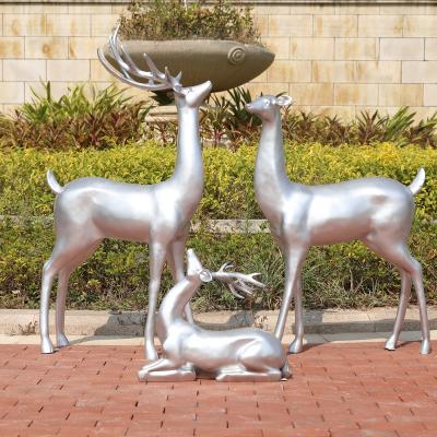 Customized Silver Gold Stainless Steel Fiberglass Deer Statue Animal Outdoor Deer Sculpture Life Size Deer Garden Ornaments 
