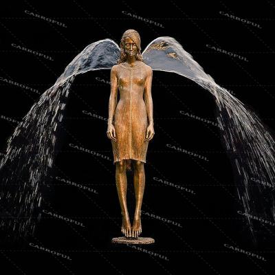 Classical European garden waterfall Dancer garden Bronze Fountain Girl Water Fountain Sculpture Bronze Angel Statue  