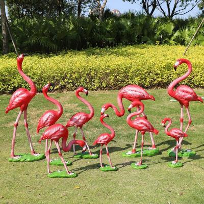 Factory Animal Life Size Led Fiberglass Flamingos Statue Outdoor Flamingos Sculpture Bird Giant Flamingo Sculpture