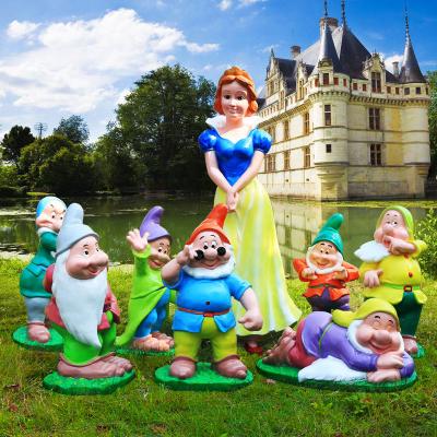 Factory Customized Holiday Theme Anime Large Outdoor Sculptures Snow White Fiberglass Statue Life Size Cartoon Character Sculpture