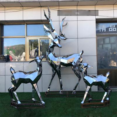 Factory customized Chrome Plating Large Stainless Steel Sculpture Life Size Deer Sculpture Metal Animal Sculpture