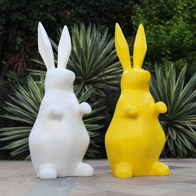 Fiberglass Shopping Mall Supermarket Life Size Big Easter Bunny Statues Garden Outdoor Sculpture Cartoon Rabbit Statue