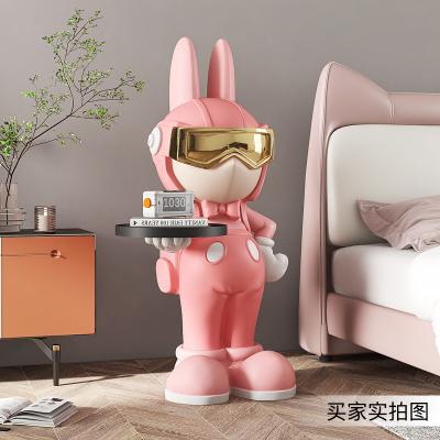 Floor standing bookshelf tray cartoon Luxury housewarming Astronaut rabbit Sculpture Resin Space Man Figurine space buuny Decor 