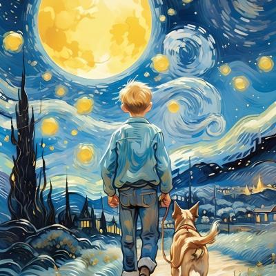 Handmade DIY Animal Painting Hand Drawn Starry Sky Digital Oil Painting  Entrance Hanging Painting By Numbers