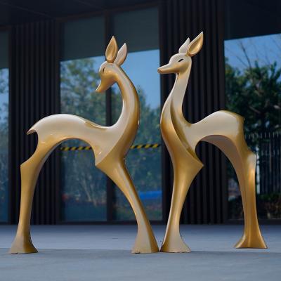 Large Animal Sculpture For Garden Zoo Life Size Deer Statue Gold Fiberglass Deer Sculpture Abstract Deer Statue 