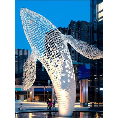 Customized stainless steel jumping water splash marine animal life size Outdoor Whale Statue Ocean Animal Sculpture Dolphin Sculpture