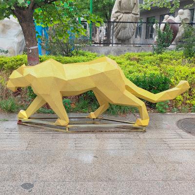 Stainless Steel Mirror Animal Chrome Leopard Electroplating Sculpture Lion Landscape Sculpture Geome Ornaments  