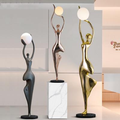 Luxury Dancing abstract dancer girl light LED sculpture Antique Floor Lamp Decorative Sculptures Art lamp Sculpture 
