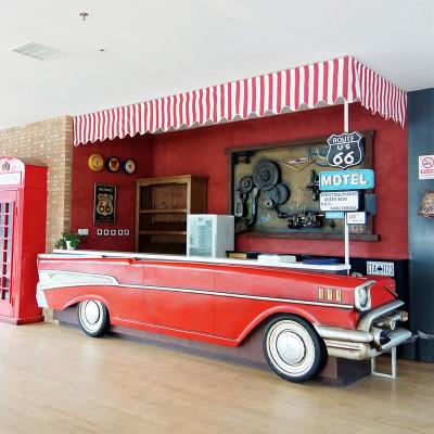 Classic Car Mall Food Snack Truck Metal Car Table Vintage Dining Car Bar Cafe Restaurant Decoration