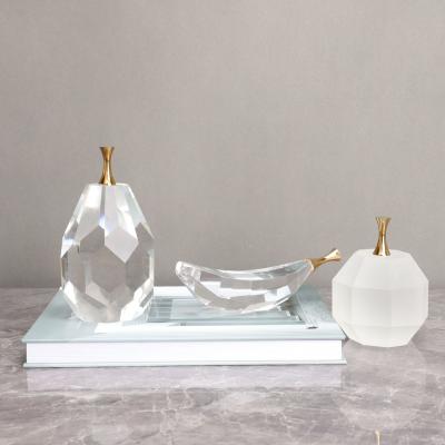  Minimalism Transparent Crystal Show Piece For Home Decor Fruit Ornaments Sculpture Food Decoration Statues