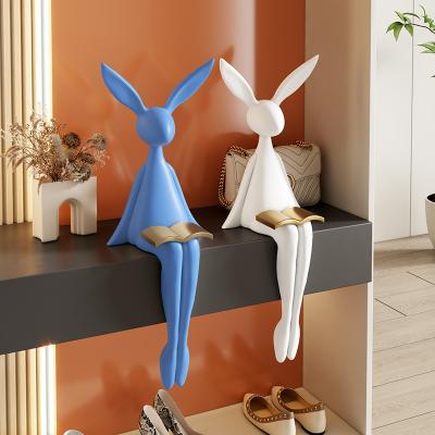Modern And Simple Large Sitting thinking Rabbit Cartoon Ornament Sitting Posture Rabbit Ornaments Resin Craft Art Statue Pop Art Sculpture