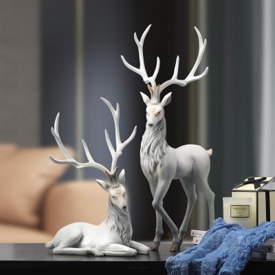 Modern Luxury small size Retro bedroom office desktop decoration Elk Deer Statue Resin Crafts animal Art Sculptures Deer Figure Sculpture