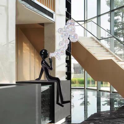 New design balloon bubble living room girl sitting Abstract Craft Sculpture indoor Statue Modern Sculptures