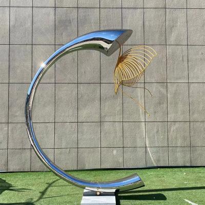 Large Outdoor Ring Stainless Steel Moon Statue Stainless Steel Circle Round Fountain Water Fountain Staute