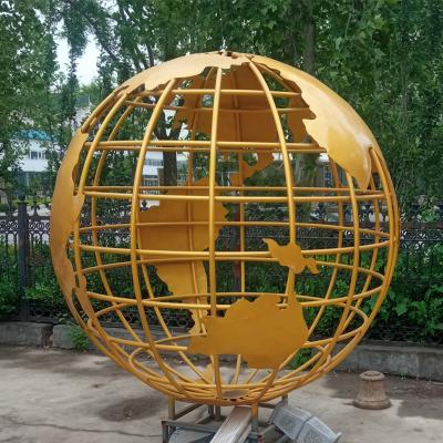 Life Size Globe Square Abstract Outdoor Large Decor Stainless Steel Pool Decor Sculpture Metal Art Garden Staute