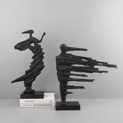 Modern Standing Abstract Characters Statue Decorative Iron Figurine Metal Crafts Home Decor