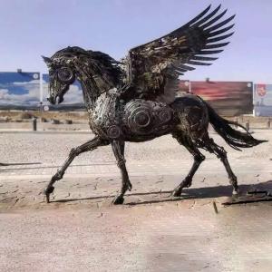 Steampunk Metal Iron Punk Large Horse Sculpture Vintage Animal Statue Decoration