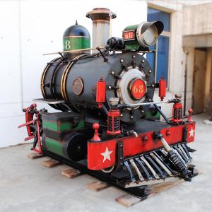 Steampunk Style Metal Iron Retro Trackless Steam Train Model Sculpture