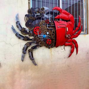 Steampunk Crab Retro Heavy Metal Decor Animal Seafood Artwork Sculpture