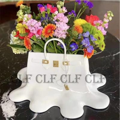 Table Desk Flower Vase Bag Statue gift Home Decor Resin Crafts bag Handbag vase 