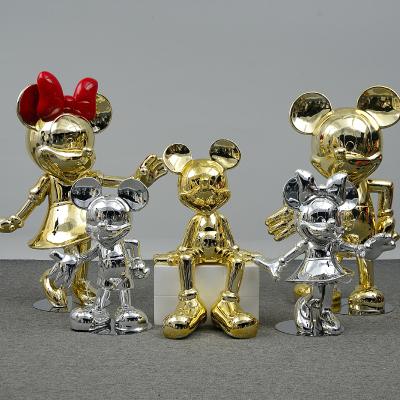 custom Electroplating Wholesale Mickey Sculpture Life Size Large Floor Mickey Sculpture fiberglass Mickey Sculpture Decoration Mickey Mouse Home Decor Statues
