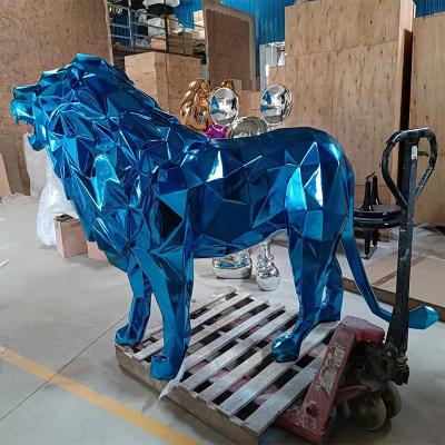 Factory customization Fiberglass Lion Sculpture geometric lion Statue electroplating animal sculpture