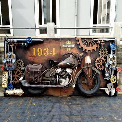 Classic car wall decoration mural 3D motorcycle Painting Art Metal Wall Hanging decoration Retro Vintage motorcycle